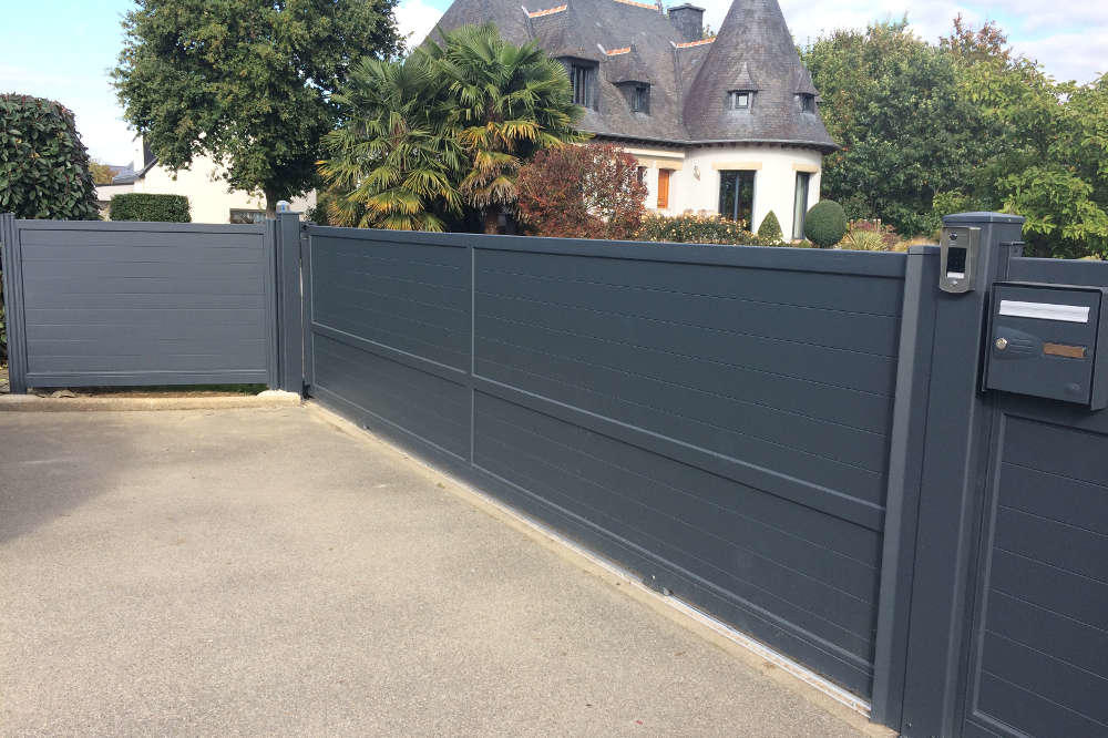 portail aluminium moderne gris