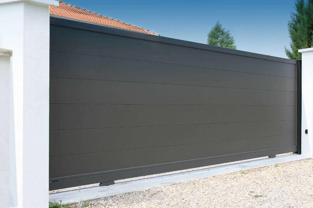 portail aluminium moderne gris