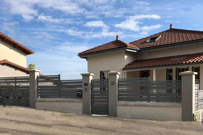 portail cloture portillon lames aluminium