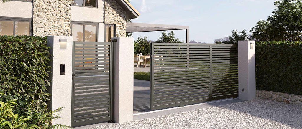 portail coulissant aluminium barreaux 