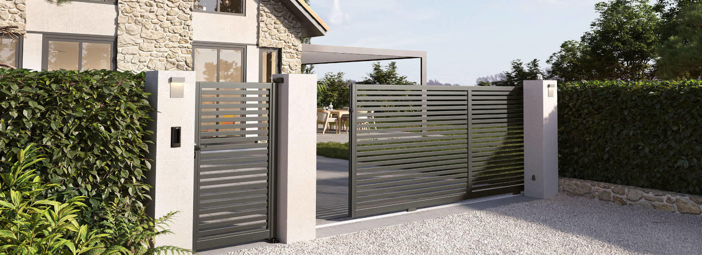 portail coulissant aluminium barreaux 