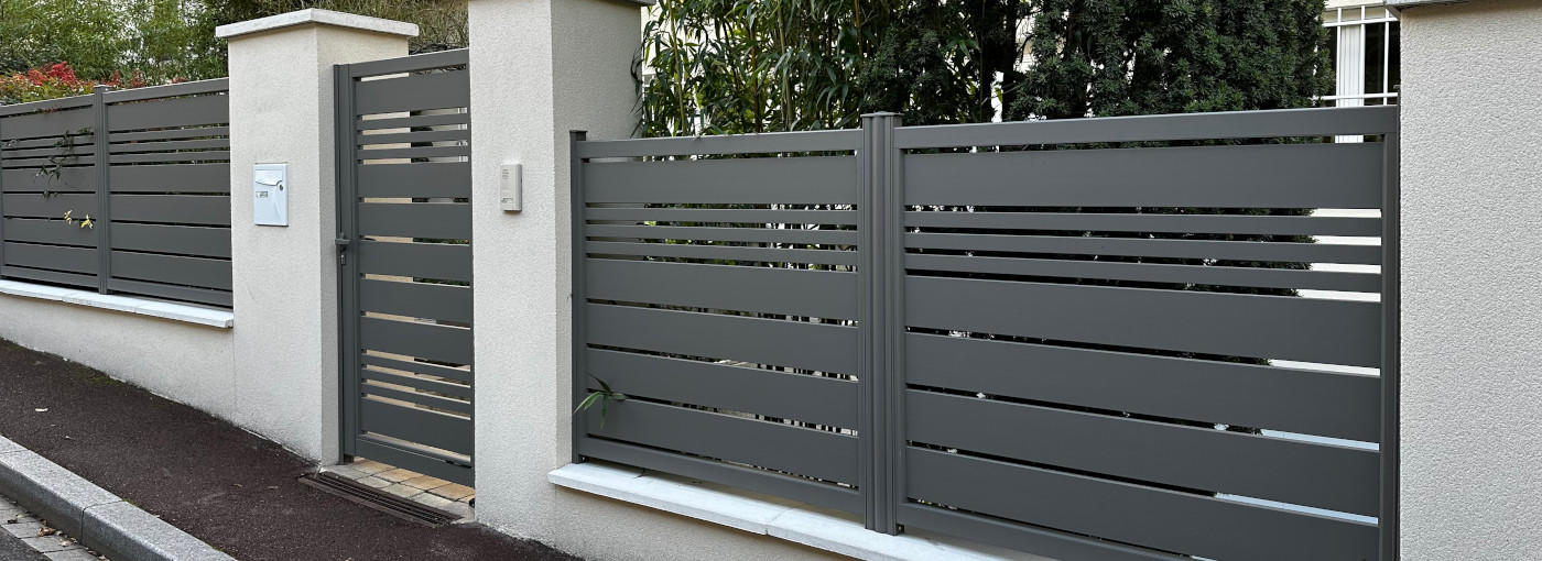 barrière barreaux aluminium horizontaux