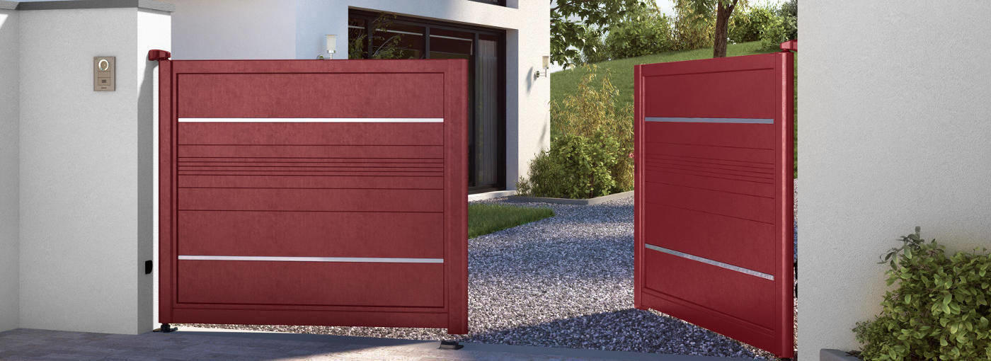 Portail rouge moderne decors aluminium
